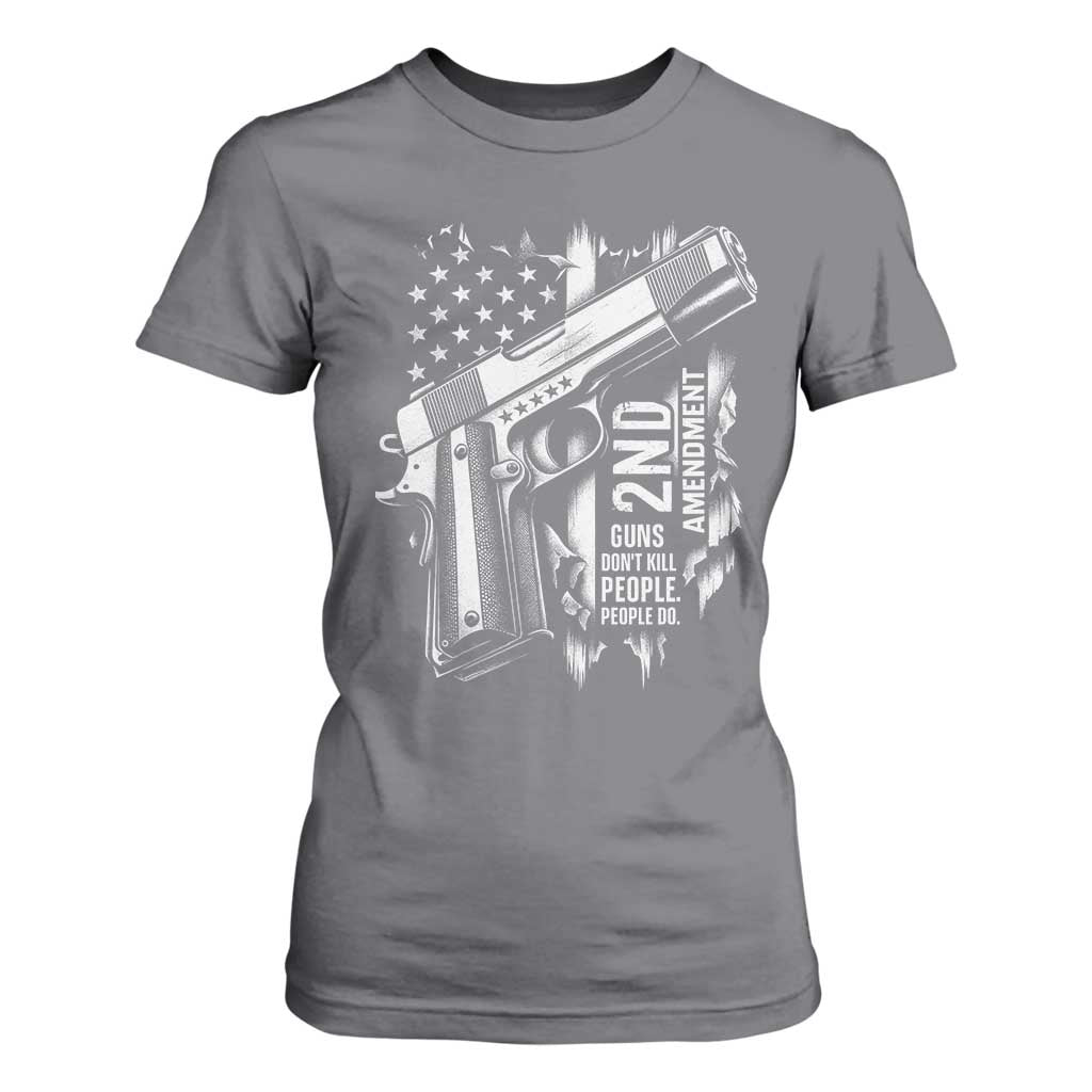 Guns Dont Kill People Do T Shirt For Women 2nd Amendment American Flag TS11 Charcoal Print Your Wear