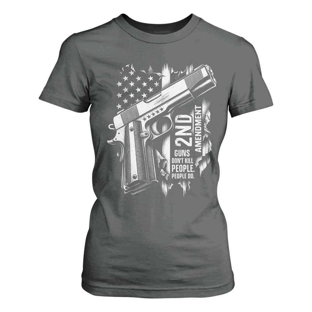 Guns Dont Kill People Do T Shirt For Women 2nd Amendment American Flag TS11 Dark Heather Print Your Wear