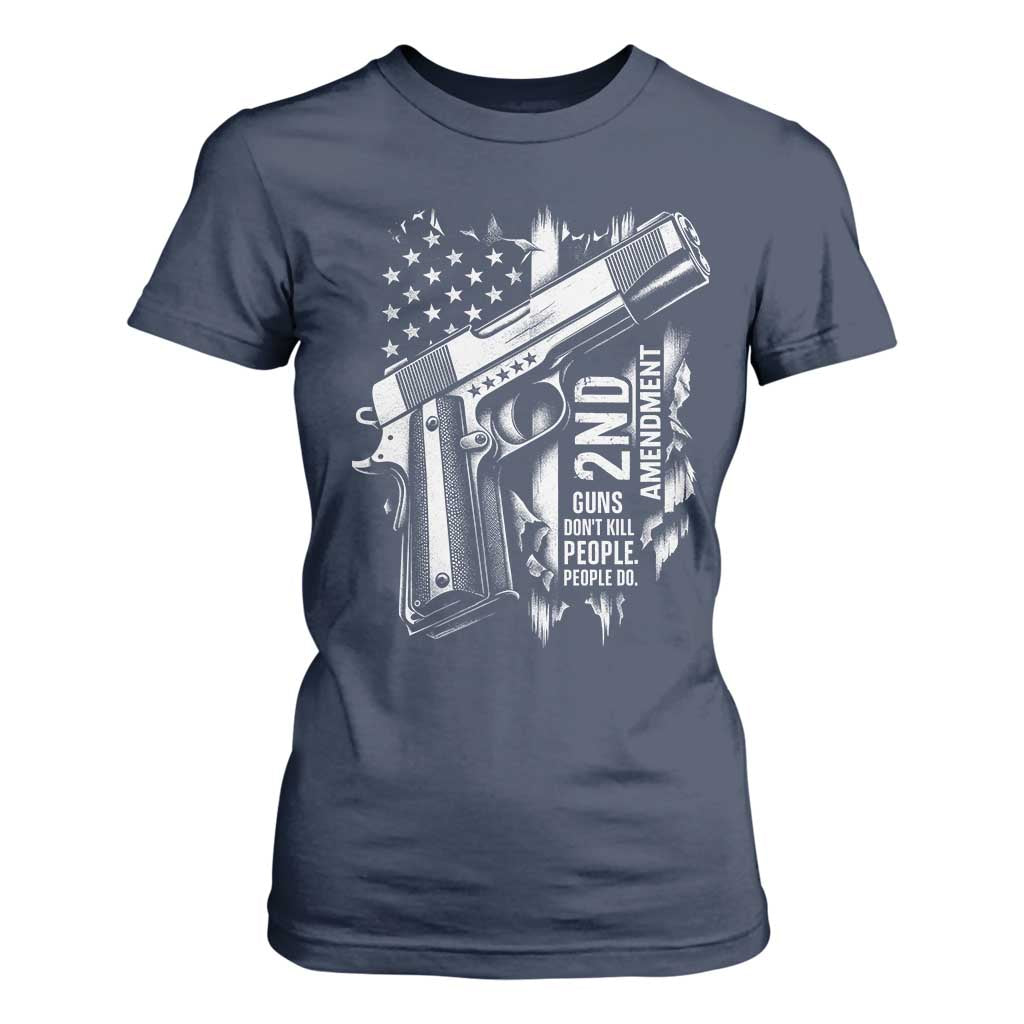 Guns Dont Kill People Do T Shirt For Women 2nd Amendment American Flag TS11 Navy Print Your Wear