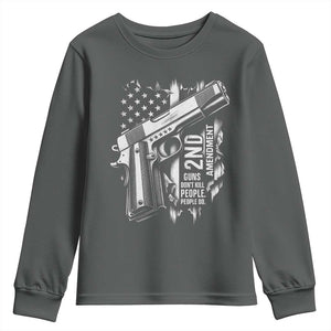 Guns Dont Kill People Do Youth Sweatshirt 2nd Amendment American Flag TS11 Dark Heather Print Your Wear