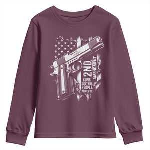 Guns Dont Kill People Do Youth Sweatshirt 2nd Amendment American Flag TS11 Maroon Print Your Wear