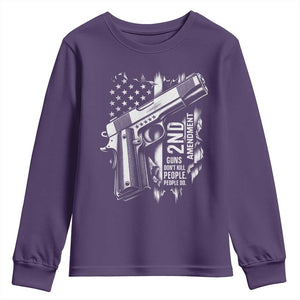 Guns Dont Kill People Do Youth Sweatshirt 2nd Amendment American Flag TS11 Purple Print Your Wear