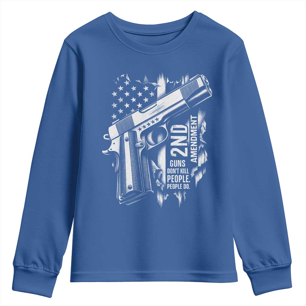 Guns Dont Kill People Do Youth Sweatshirt 2nd Amendment American Flag TS11 Royal Blue Print Your Wear