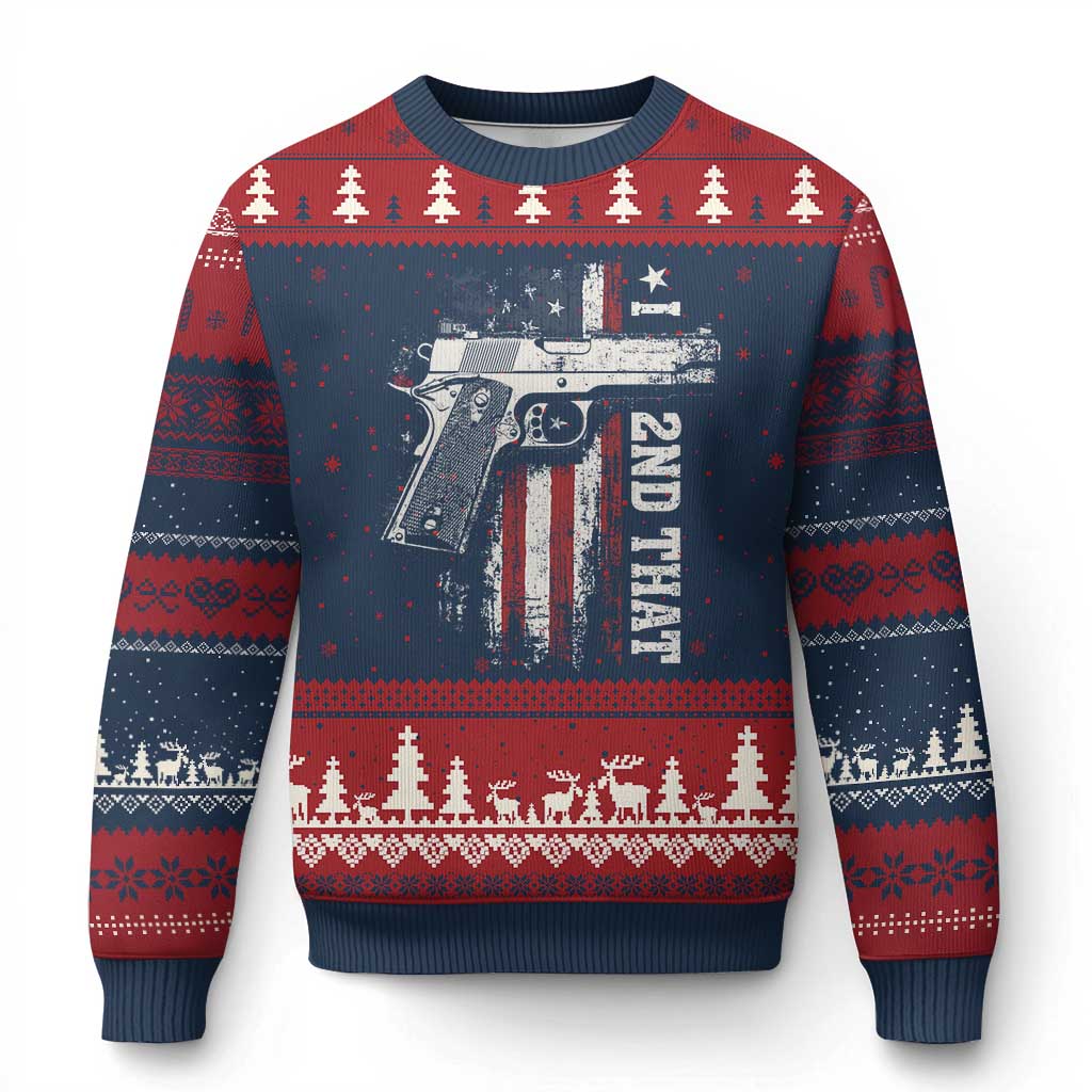 I 2nd That Second Amendment Ugly Christmas Sweater Pro Gun American Flag Patriotic TS11 Navy Red Print Your Wear
