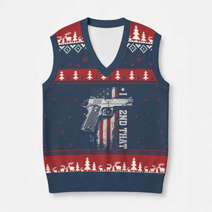 I 2nd That Second Amendment V-Neck Knit Sweater Vest Pro Gun American Flag Patriotic - Print Your Wear