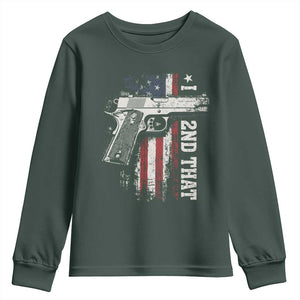 I 2nd That Second Amendment Youth Sweatshirt Pro Gun American Flag Patriotic TS11 Dark Forest Green Print Your Wear