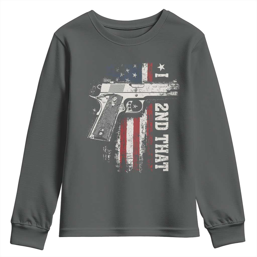 I 2nd That Second Amendment Youth Sweatshirt Pro Gun American Flag Patriotic TS11 Dark Heather Print Your Wear