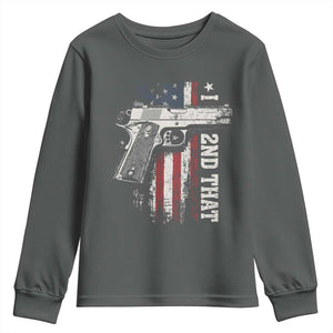 I 2nd That Second Amendment Youth Sweatshirt Pro Gun American Flag Patriotic TS11 Dark Heather Print Your Wear