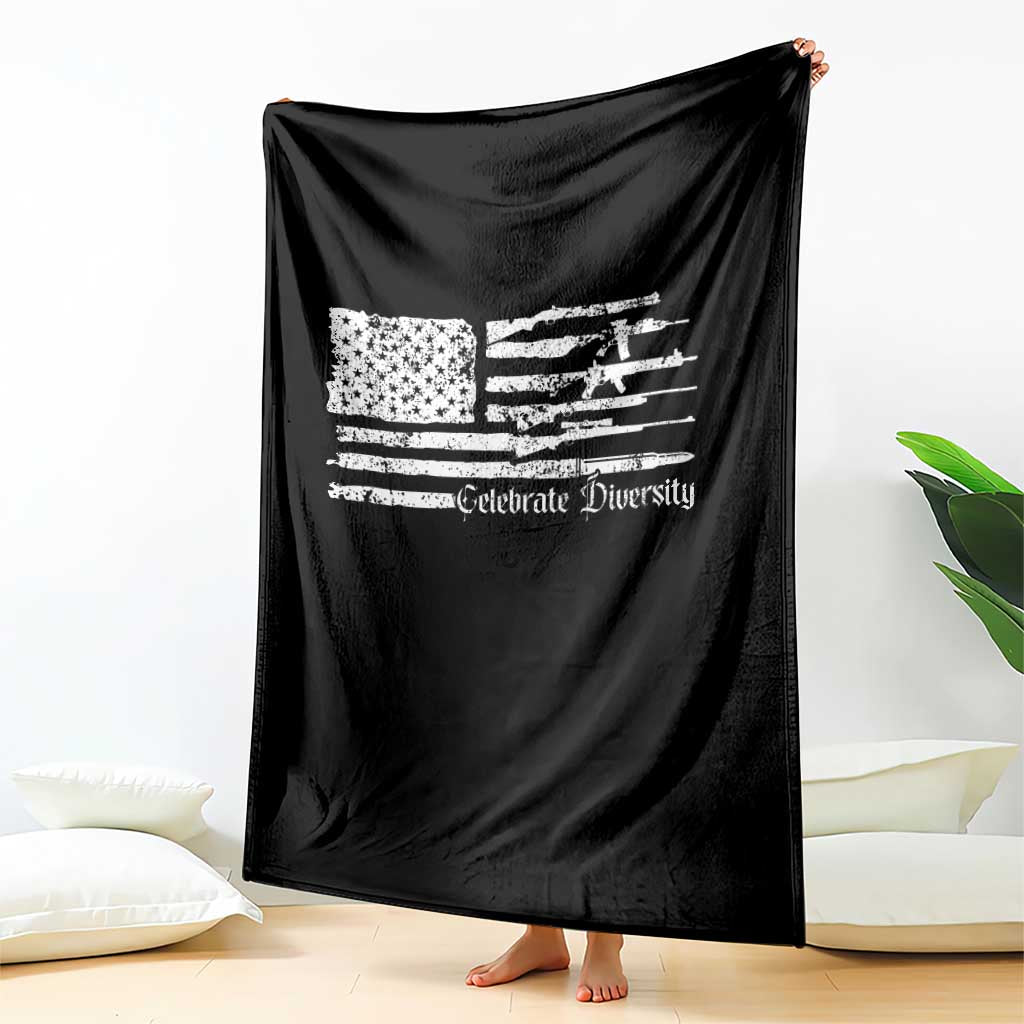 Funny Pro Gun Celebrate Diversity Throw Blanket 2nd Amendment Vintage American Flag TS11 Print Your Wear
