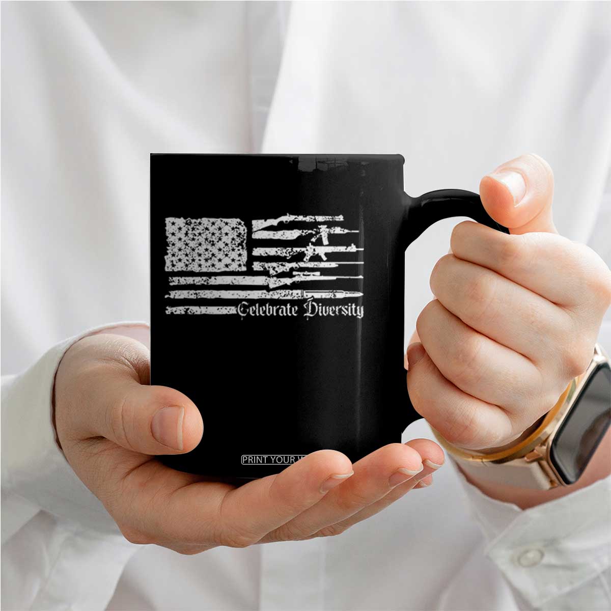Funny Pro Gun Celebrate Diversity Coffee Mug 2nd Amendment Vintage American Flag TS11 Print Your Wear