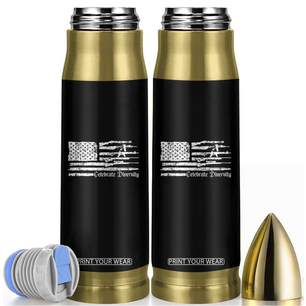 Funny Pro Gun Celebrate Diversity Bullet Tumbler 2nd Amendment Vintage American Flag TS11 Black Print Your Wear