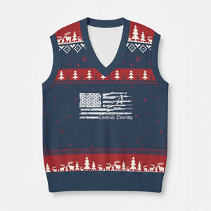 Funny Pro Gun Celebrate Diversity V-Neck Knit Sweater Vest 2nd Amendment Vintage American Flag - Print Your Wear