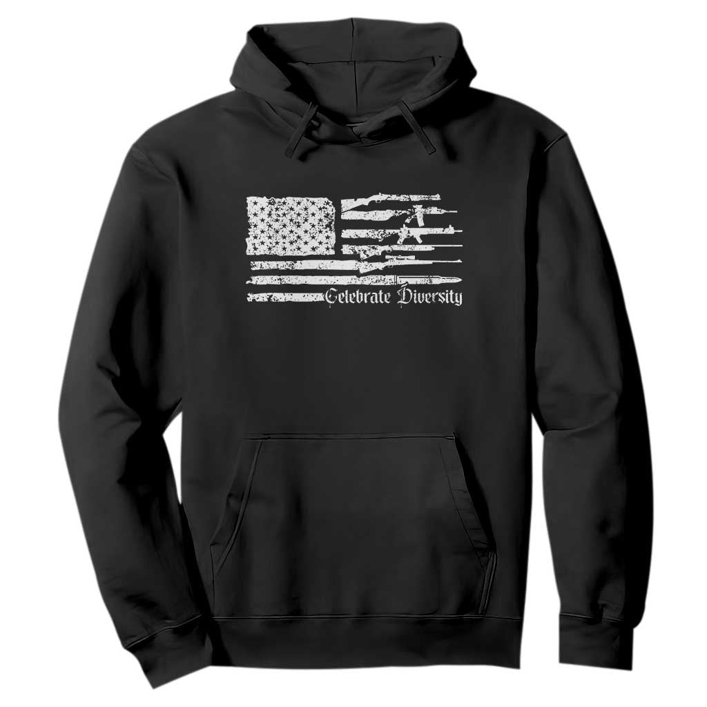 Funny Pro Gun Celebrate Diversity Hoodie 2nd Amendment Vintage American Flag TS11 Black Print Your Wear