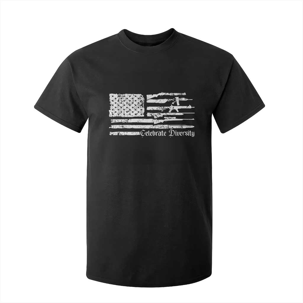 Funny Pro Gun Celebrate Diversity T Shirt For Kid 2nd Amendment Vintage American Flag TS11 Black Print Your Wear