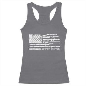 Funny Pro Gun Celebrate Diversity Racerback Tank Top 2nd Amendment Vintage American Flag TS11 Charcoal Print Your Wear