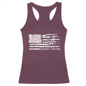 Funny Pro Gun Celebrate Diversity Racerback Tank Top 2nd Amendment Vintage American Flag TS11 Maroon Print Your Wear