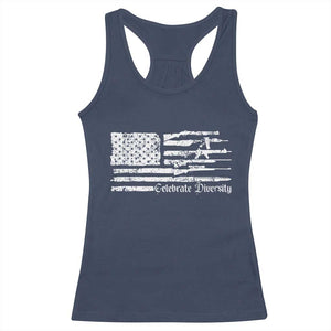 Funny Pro Gun Celebrate Diversity Racerback Tank Top 2nd Amendment Vintage American Flag TS11 Navy Print Your Wear