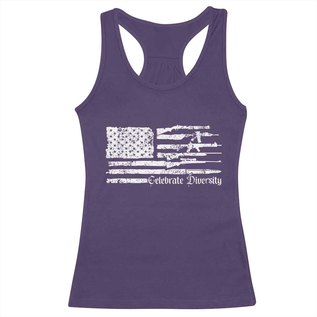 Funny Pro Gun Celebrate Diversity Racerback Tank Top 2nd Amendment Vintage American Flag TS11 Purple Print Your Wear