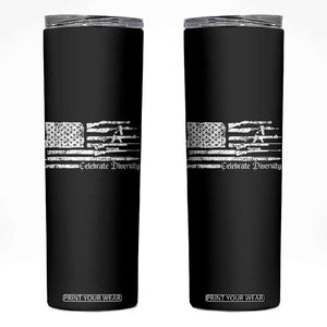 Funny Pro Gun Celebrate Diversity Skinny Tumbler 2nd Amendment Vintage American Flag TS11 Black Print Your Wear