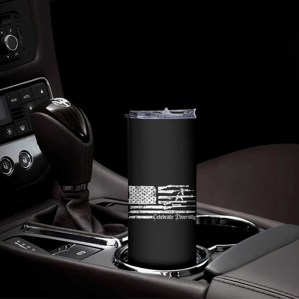 Funny Pro Gun Celebrate Diversity Skinny Tumbler 2nd Amendment Vintage American Flag TS11 Print Your Wear