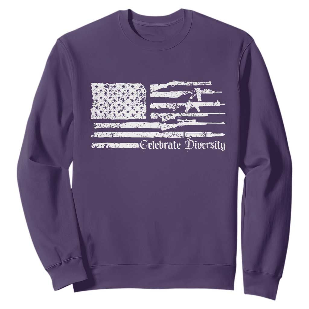 Funny Pro Gun Celebrate Diversity Sweatshirt 2nd Amendment Vintage American Flag TS11 Purple Print Your Wear