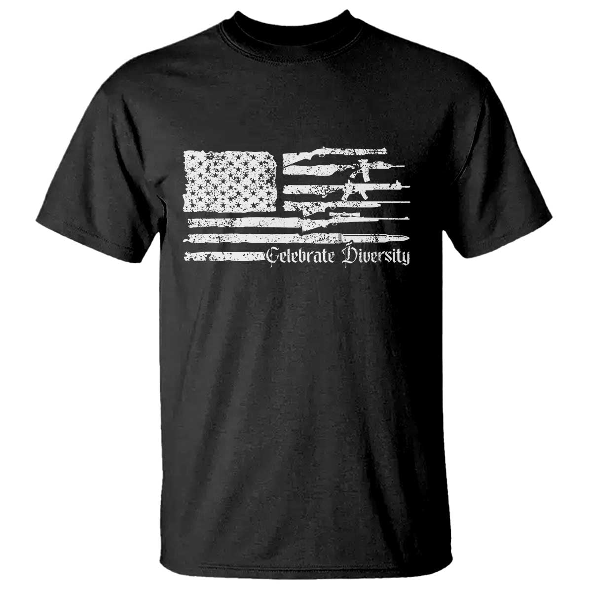 Funny Pro Gun Celebrate Diversity T Shirt 2nd Amendment Vintage American Flag TS11 Black Print Your Wear