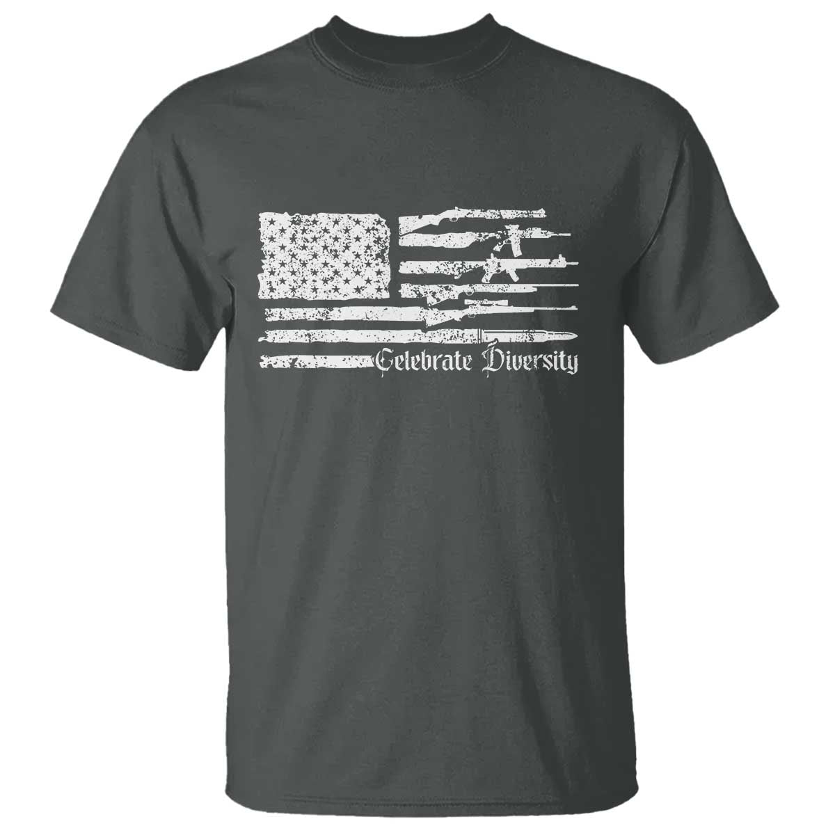 Funny Pro Gun Celebrate Diversity T Shirt 2nd Amendment Vintage American Flag TS11 Dark Heather Print Your Wear