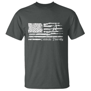 Funny Pro Gun Celebrate Diversity T Shirt 2nd Amendment Vintage American Flag TS11 Dark Heather Print Your Wear