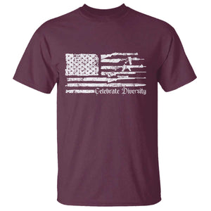Funny Pro Gun Celebrate Diversity T Shirt 2nd Amendment Vintage American Flag TS11 Maroon Print Your Wear