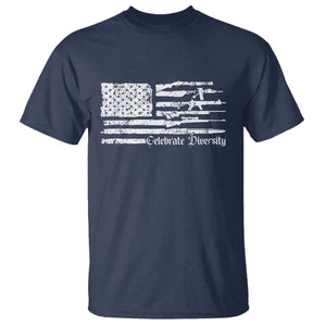 Funny Pro Gun Celebrate Diversity T Shirt 2nd Amendment Vintage American Flag TS11 Navy Print Your Wear
