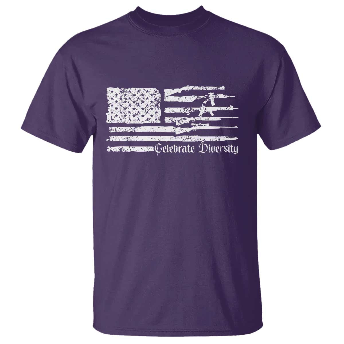 Funny Pro Gun Celebrate Diversity T Shirt 2nd Amendment Vintage American Flag TS11 Purple Print Your Wear