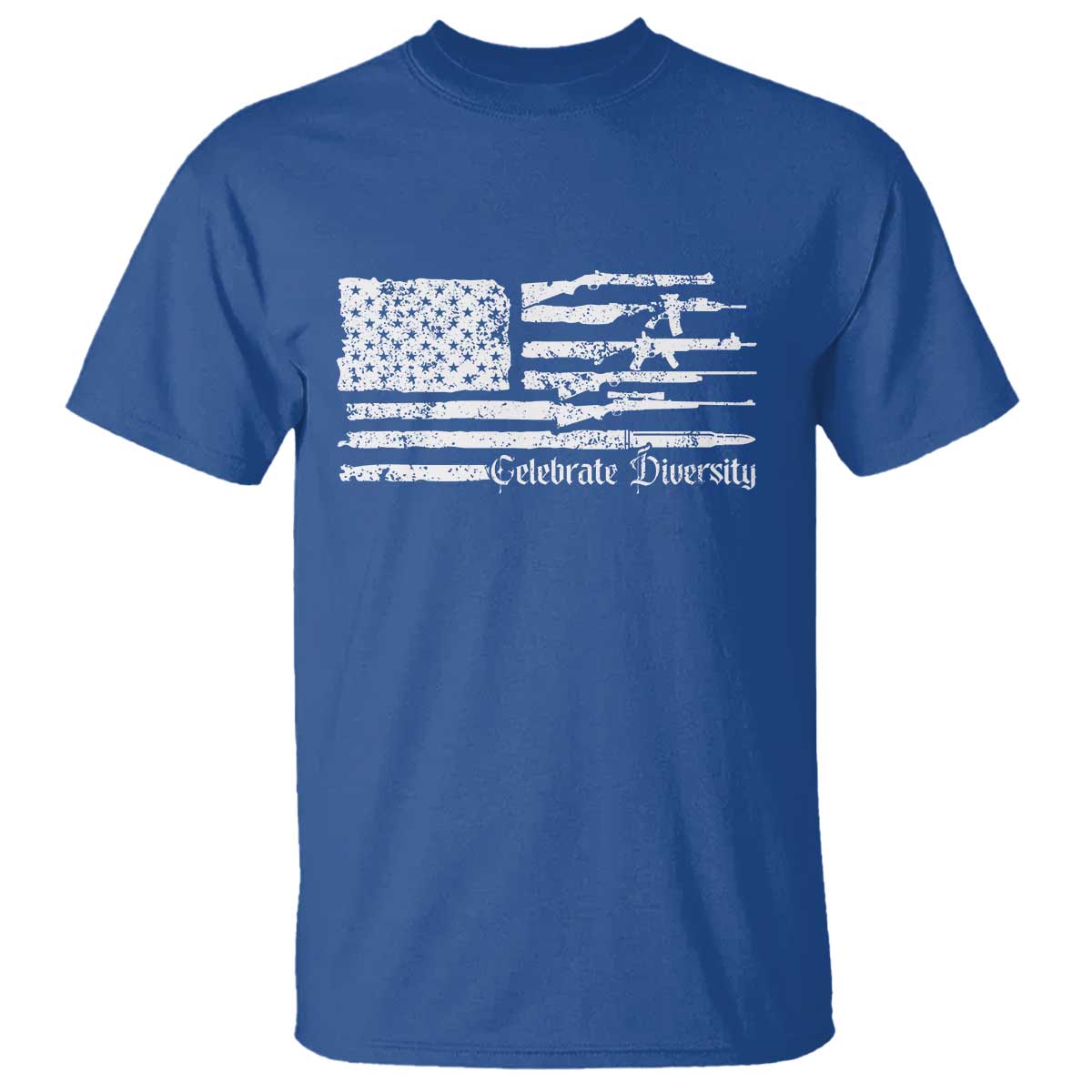 Funny Pro Gun Celebrate Diversity T Shirt 2nd Amendment Vintage American Flag TS11 Royal Blue Print Your Wear
