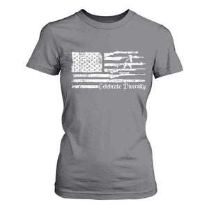 Funny Pro Gun Celebrate Diversity T Shirt For Women 2nd Amendment Vintage American Flag TS11 Charcoal Print Your Wear