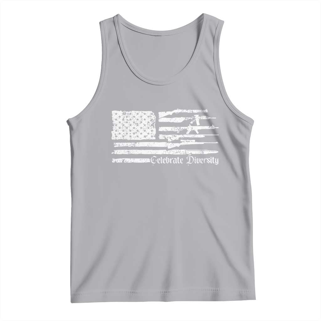 Funny Pro Gun Celebrate Diversity Tank Top 2nd Amendment Vintage American Flag TS11 Athletic Heather Print Your Wear