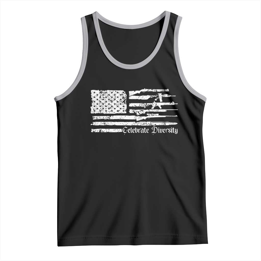 Funny Pro Gun Celebrate Diversity Tank Top 2nd Amendment Vintage American Flag TS11 Black Athletic Heather Print Your Wear