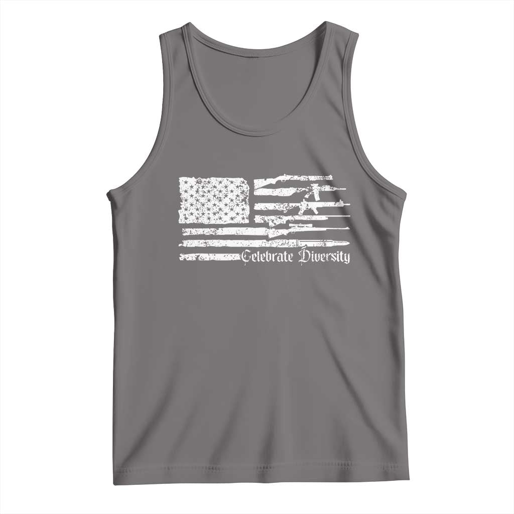 Funny Pro Gun Celebrate Diversity Tank Top 2nd Amendment Vintage American Flag TS11 Deep Heather Print Your Wear