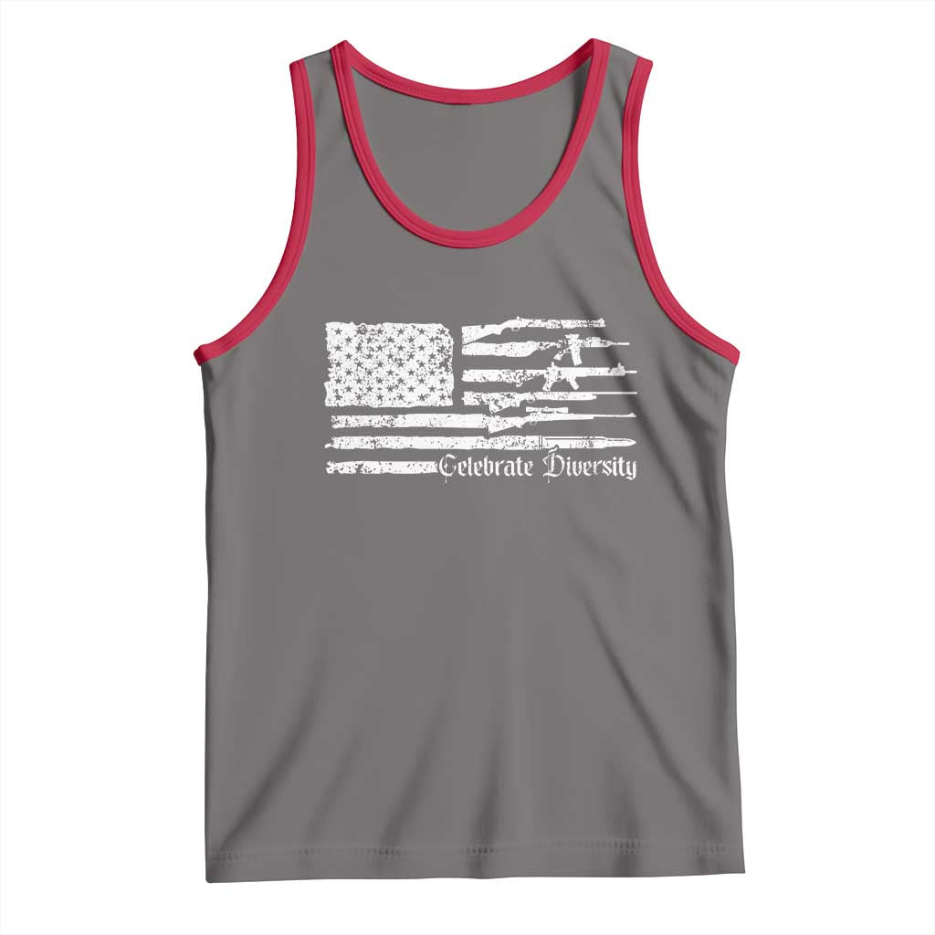 Funny Pro Gun Celebrate Diversity Tank Top 2nd Amendment Vintage American Flag TS11 Deep Heather Red Print Your Wear