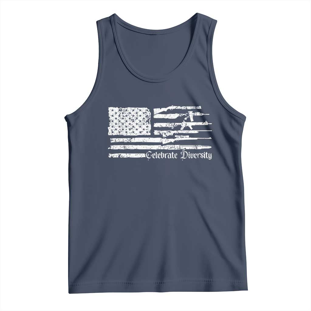 Funny Pro Gun Celebrate Diversity Tank Top 2nd Amendment Vintage American Flag TS11 Navy Print Your Wear