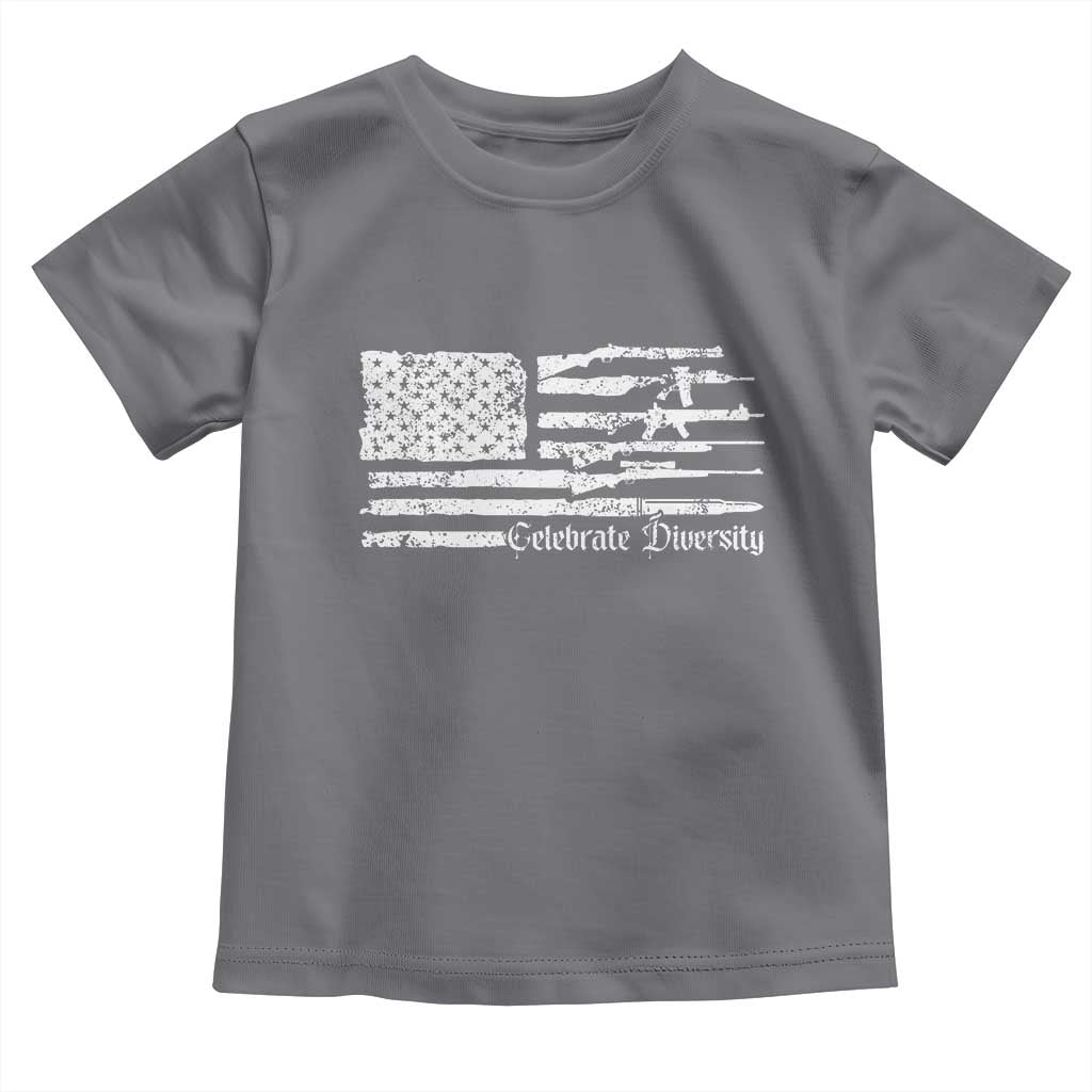 Funny Pro Gun Celebrate Diversity Toddler T Shirt 2nd Amendment Vintage American Flag TS11 Charcoal Print Your Wear