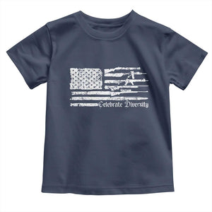 Funny Pro Gun Celebrate Diversity Toddler T Shirt 2nd Amendment Vintage American Flag TS11 Navy Print Your Wear