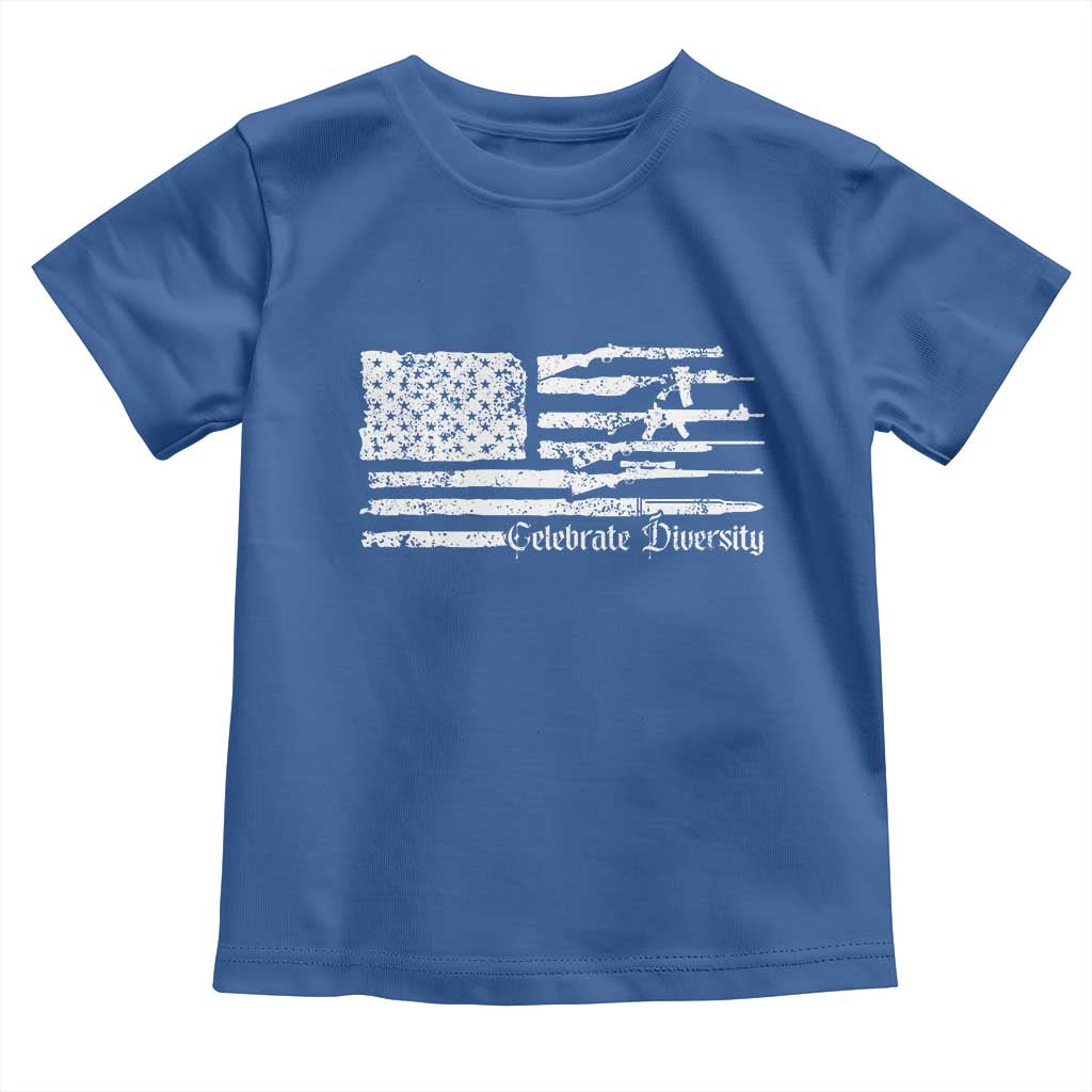 Funny Pro Gun Celebrate Diversity Toddler T Shirt 2nd Amendment Vintage American Flag TS11 Royal Blue Print Your Wear
