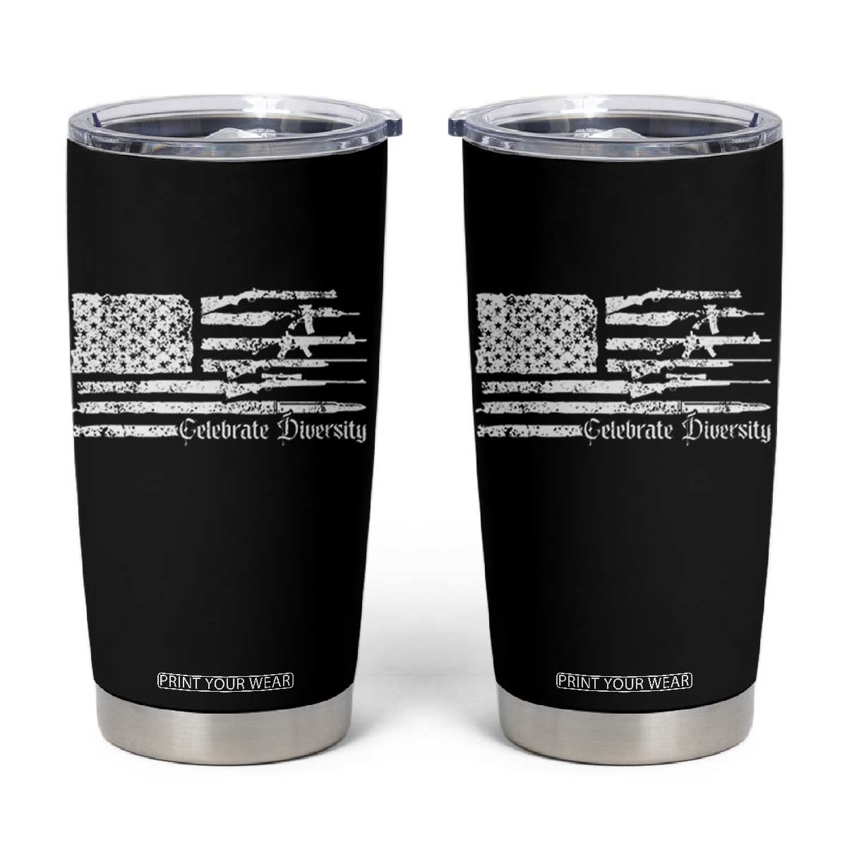 Funny Pro Gun Celebrate Diversity Tumbler Cup 2nd Amendment Vintage American Flag TS11 Black Print Your Wear