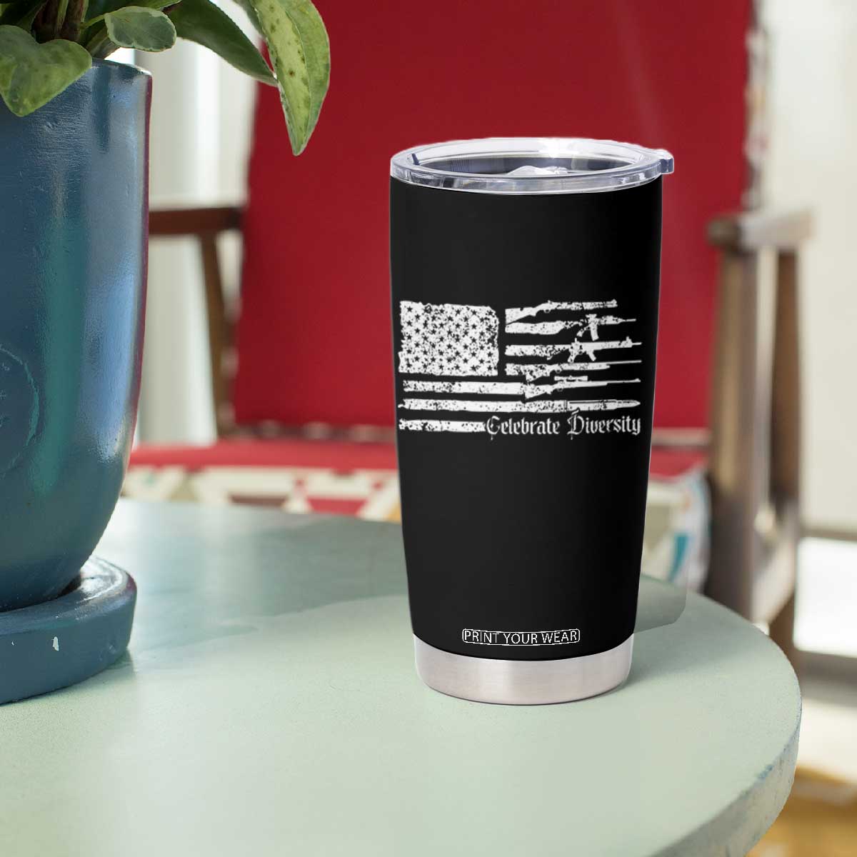 Funny Pro Gun Celebrate Diversity Tumbler Cup 2nd Amendment Vintage American Flag TS11 Print Your Wear