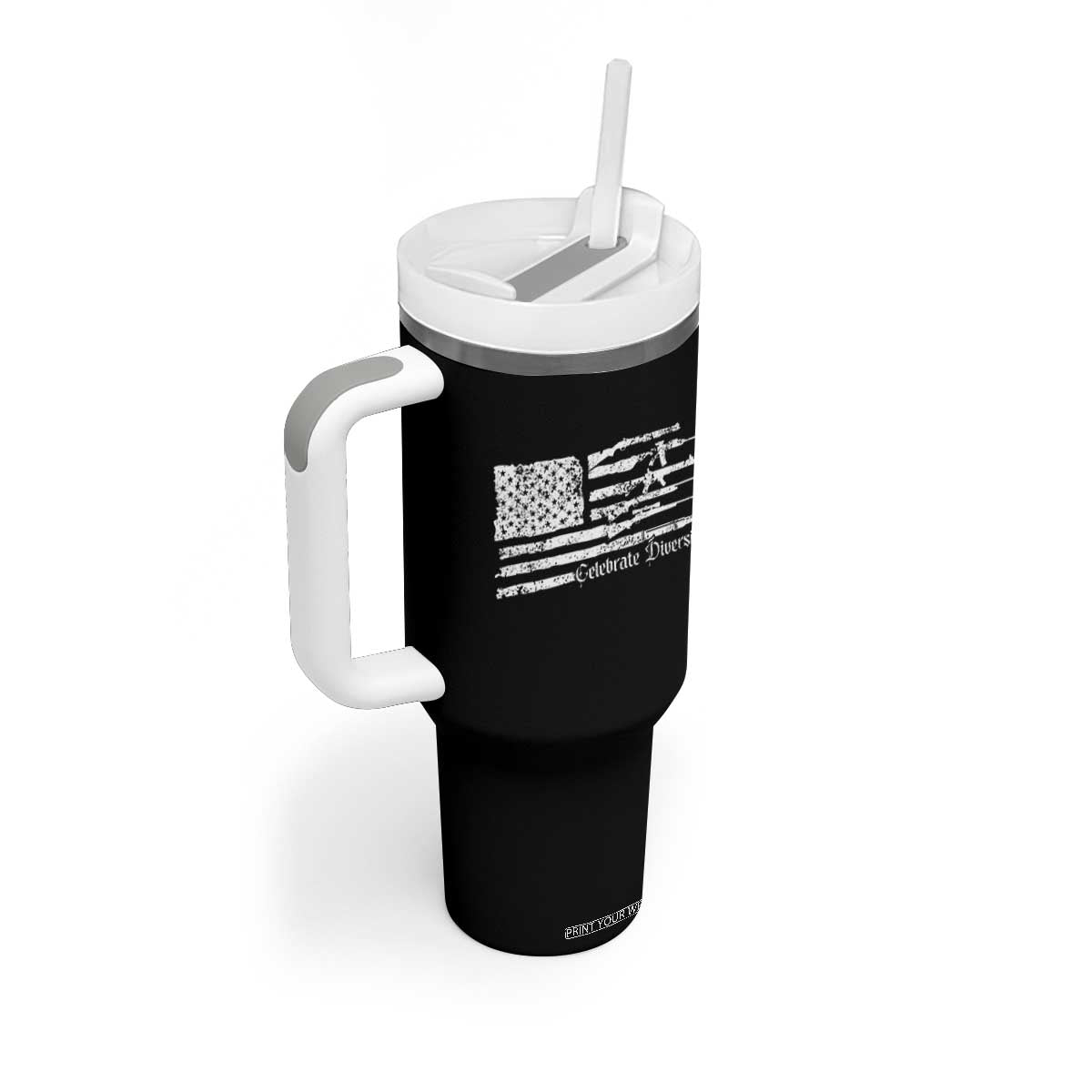 Funny Pro Gun Celebrate Diversity Tumbler With Handle 2nd Amendment Vintage American Flag TS11 Print Your Wear