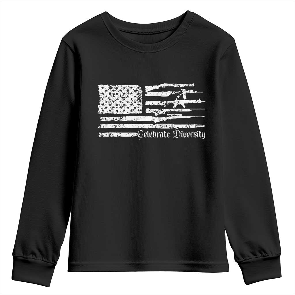 Funny Pro Gun Celebrate Diversity Youth Sweatshirt 2nd Amendment Vintage American Flag TS11 Black Print Your Wear