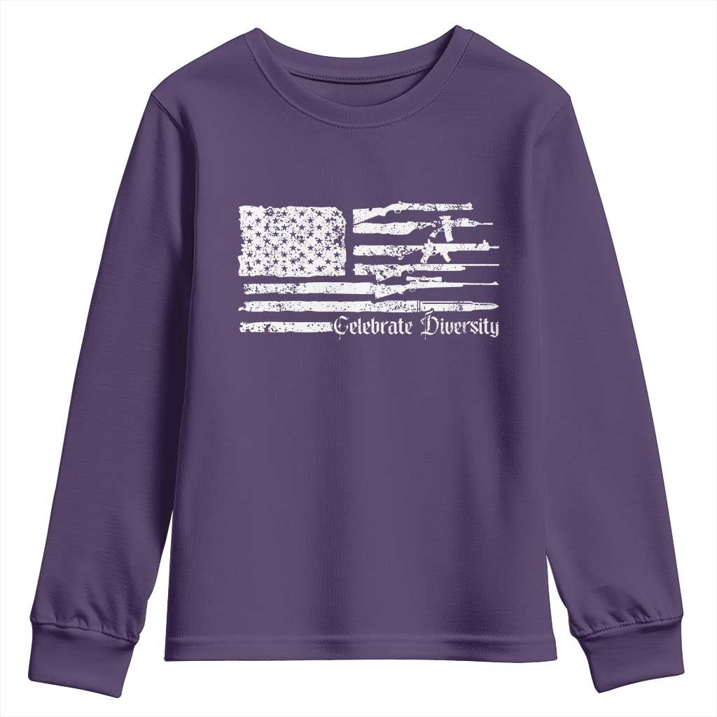 Funny Pro Gun Celebrate Diversity Youth Sweatshirt 2nd Amendment Vintage American Flag TS11 Purple Print Your Wear