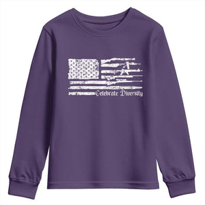 Funny Pro Gun Celebrate Diversity Youth Sweatshirt 2nd Amendment Vintage American Flag TS11 Purple Print Your Wear