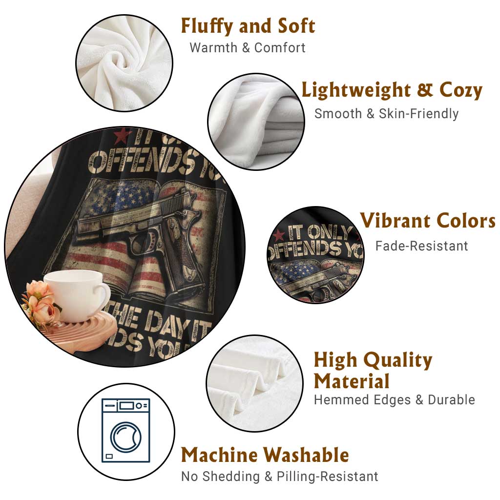 It Only Offends You Until The Day It Defends You Throw Blanket Pro Gun American Flag TS11 Print Your Wear