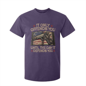 It Only Offends You Until The Day It Defends You T Shirt For Kid Pro Gun American Flag TS11 Purple Print Your Wear