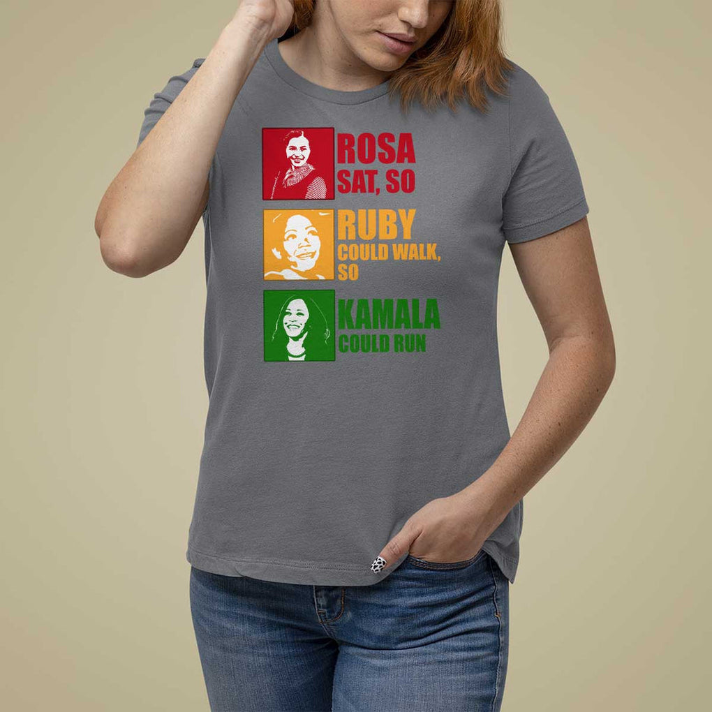 Harris 2024 T Shirt For Women Rosa Sat So Ruby Could Walk So Kamala Could Run TS11 Charcoal Print Your Wear